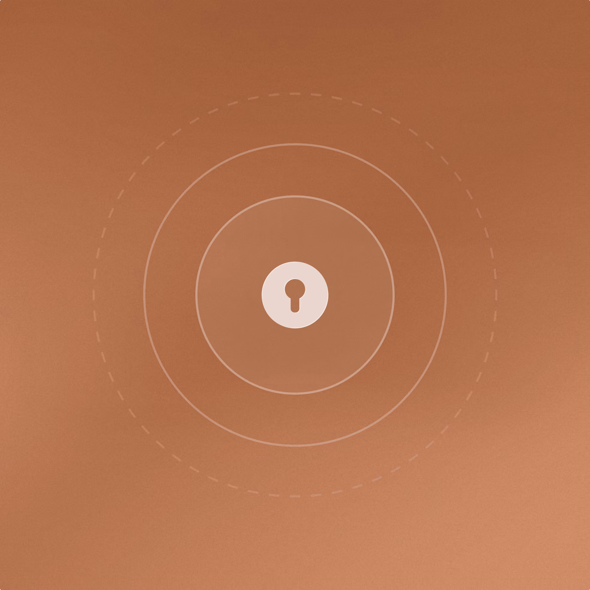 Schlüsselloch mit konzentrischen Kreisen auf braunem Hintergrund, minimalistisches Design