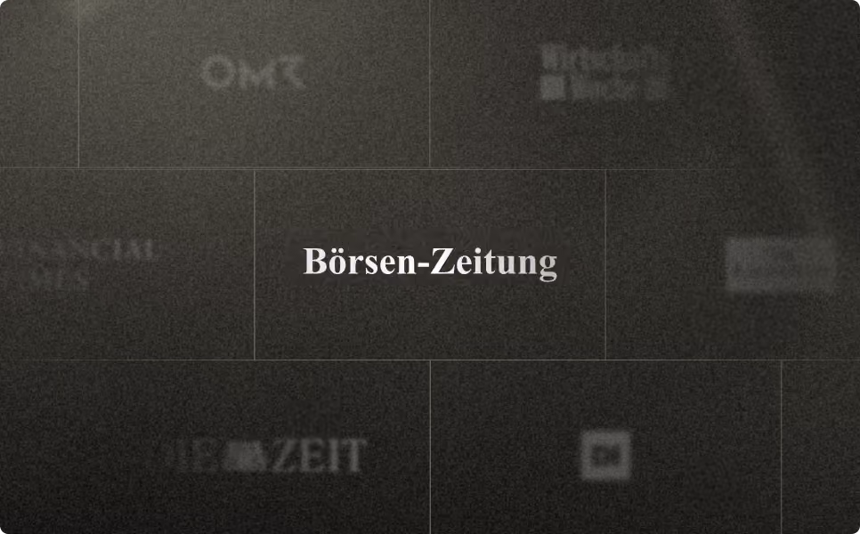 Börsen-Zeitung Logo auf dunklem Hintergrund mit Zeitungstiteln