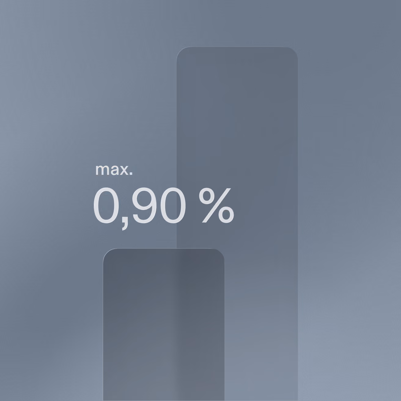 Zwei Smartphones mit maximaler Rabatt von 0,90 Prozent auf grauem Hintergrund.