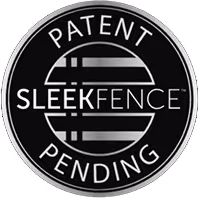 Circular black badge with white text reading 'PATENT PENDING' surrounding the brand name 'SLEEKFENCE' in the center.