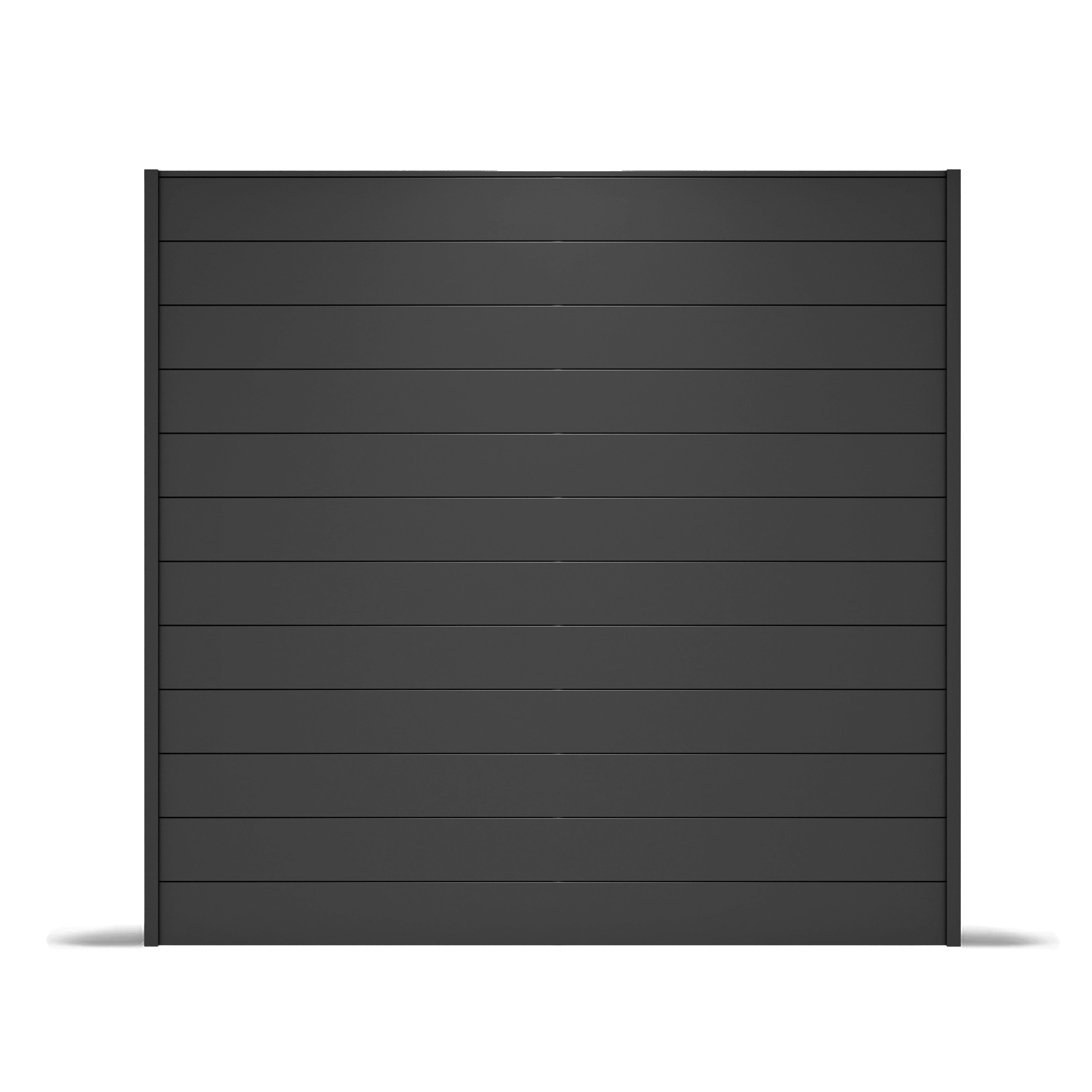 Black horizontal aluminum fence panel with a sleek, modern design.