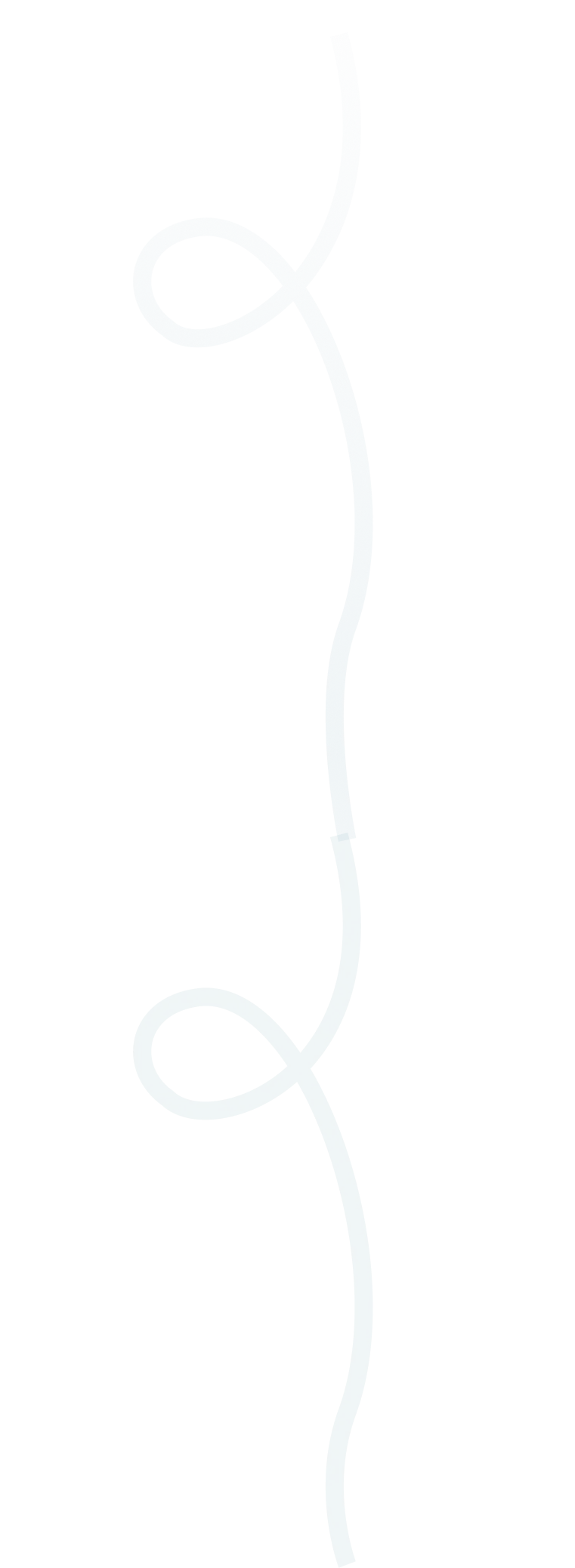 Vertical, curved blue line with two symmetrical loops against a transparent background.