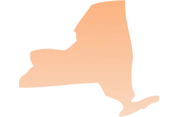 Silhouette map of New York state in light orange color.