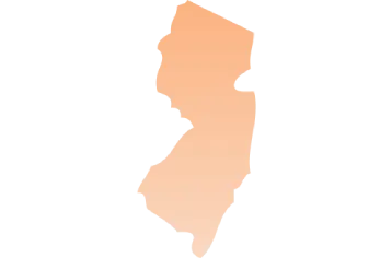 Silhouette map of New Jersey state in light orange color.