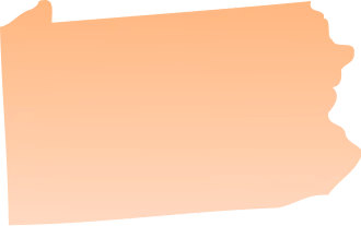 An orange icon of the Pennsylvania state in the U.S.