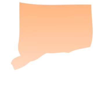 Silhouette map of Massachusetts state in light orange color.