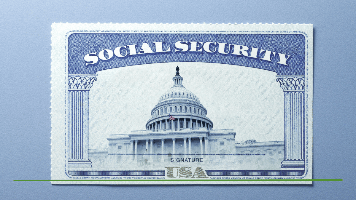 Social Security card with U.S. Capitol building, representing how Social Security works and federal retirement benefits