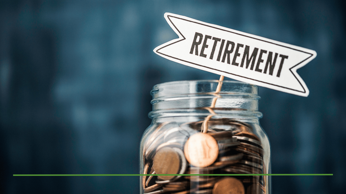 Coin jar with a "Retirement" tag, representing the 401(k) or IRA savings decision