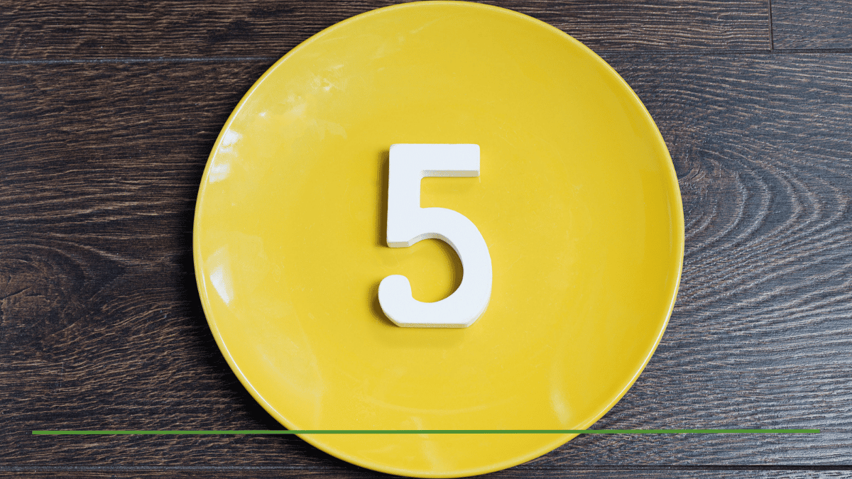 Number 5 on a yellow plate representing the Roth IRA 5-year rule