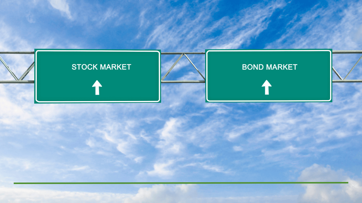 Highway signs pointing to 'Stock Market' and 'Bond Market,' representing the asset allocation choices behind the question, is rebalancing a good idea