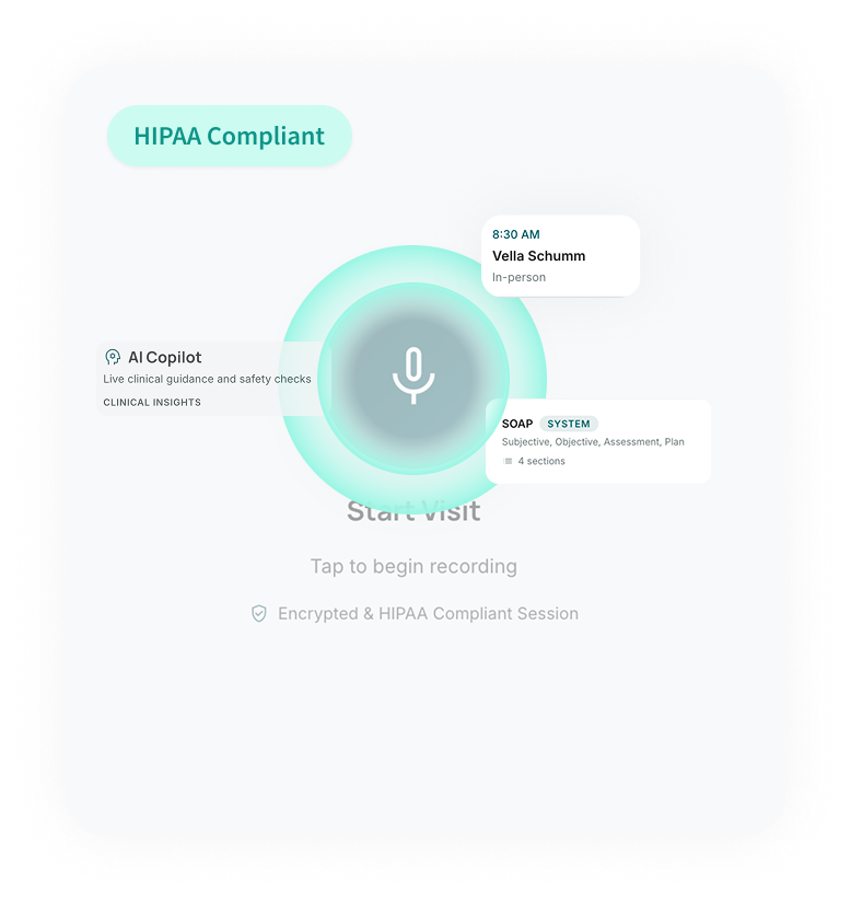 AI medical scribe for primary care physicians capturing family medicine patient visits.