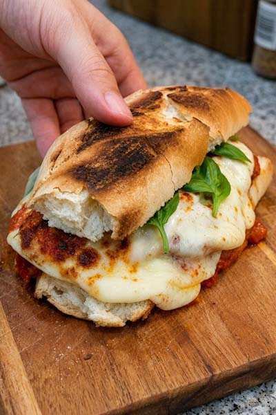 Sandwich de milanesa de pollo napolitana