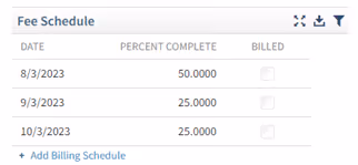 Billing Schedule
