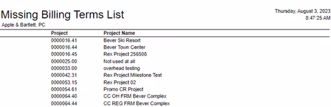 Missing Billing Terms