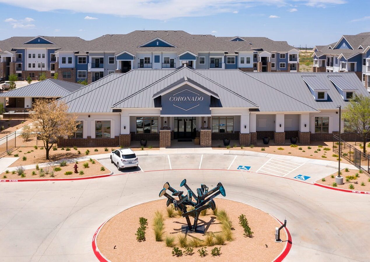 Coronado on Briarwood front entry and clubhouse in Midland, TX