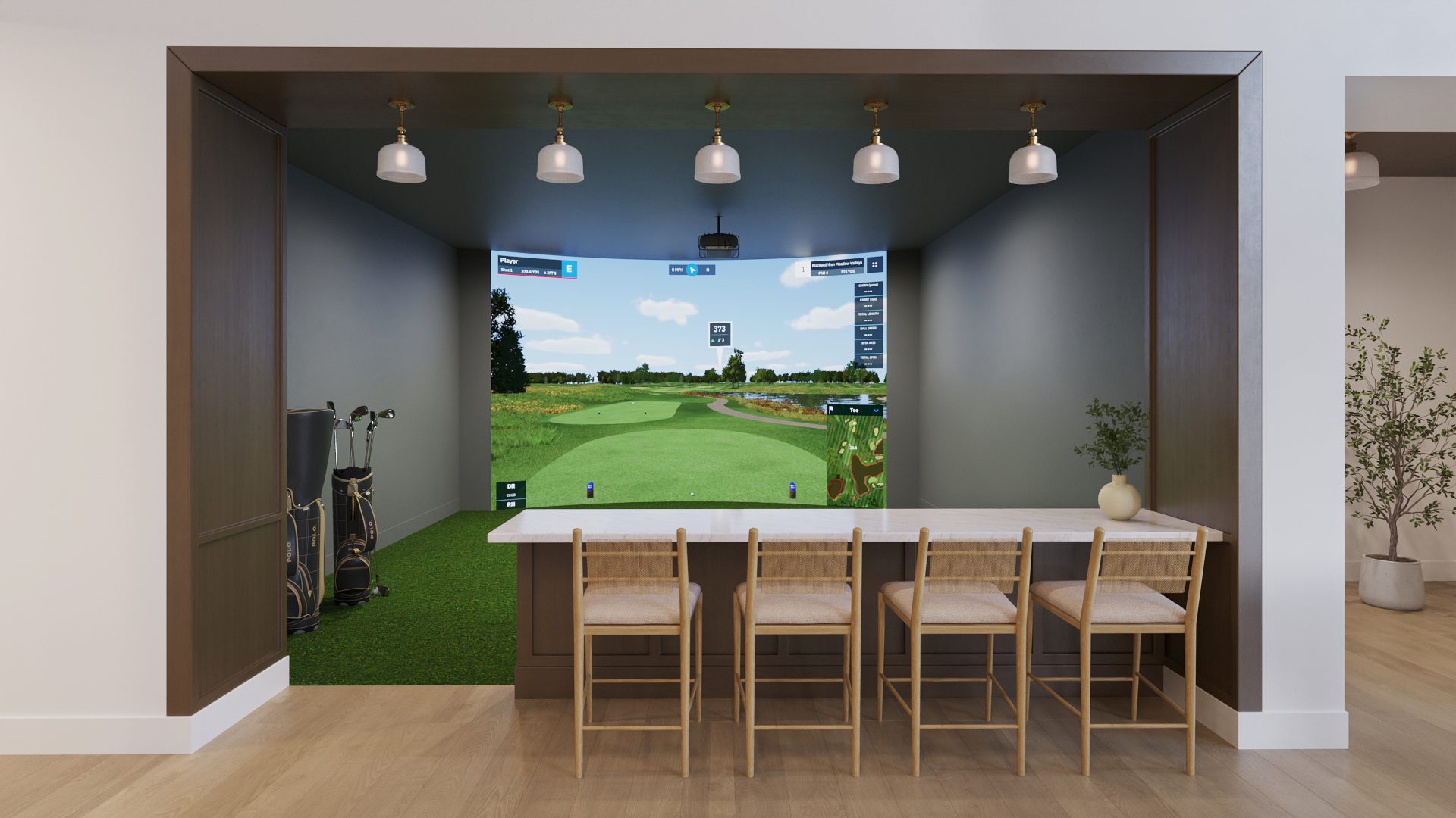 The Weldon golf simulator lounge in Denton, TX