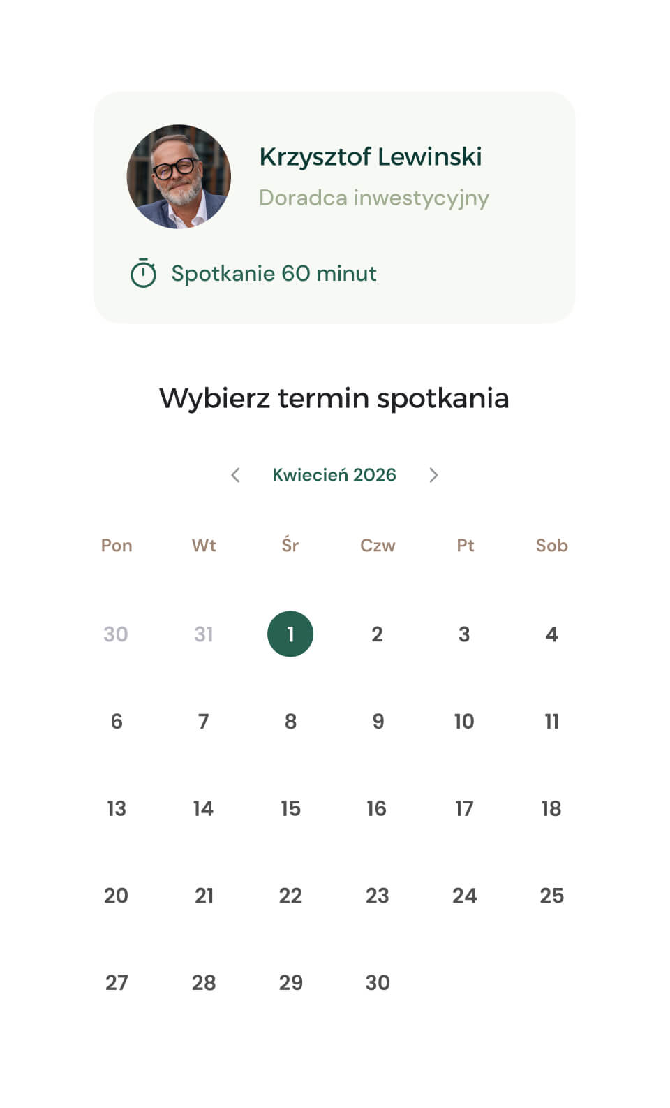 calendar card ui nieruchomosci