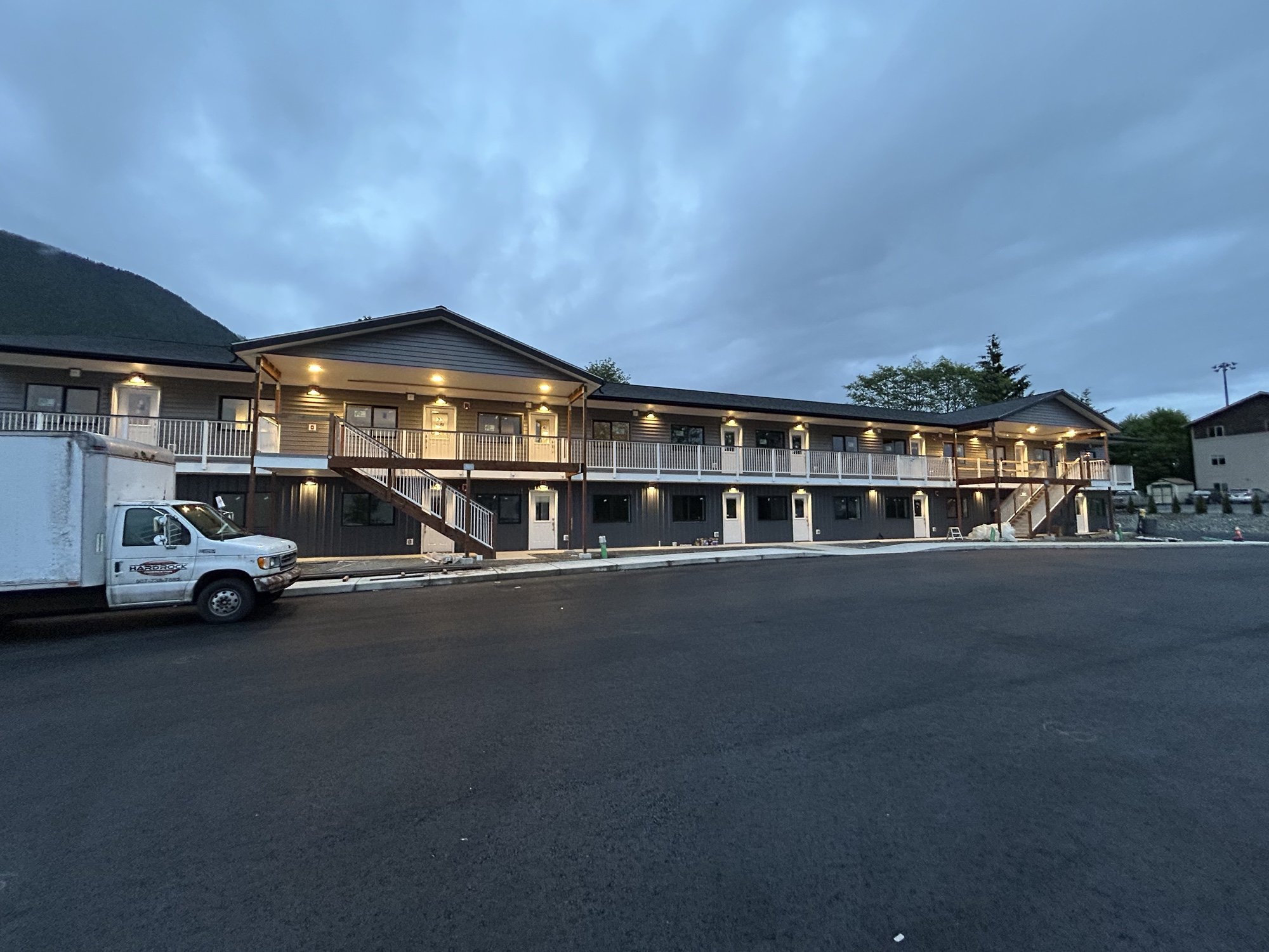 SEARHC Sitka Housing completed building at dusk