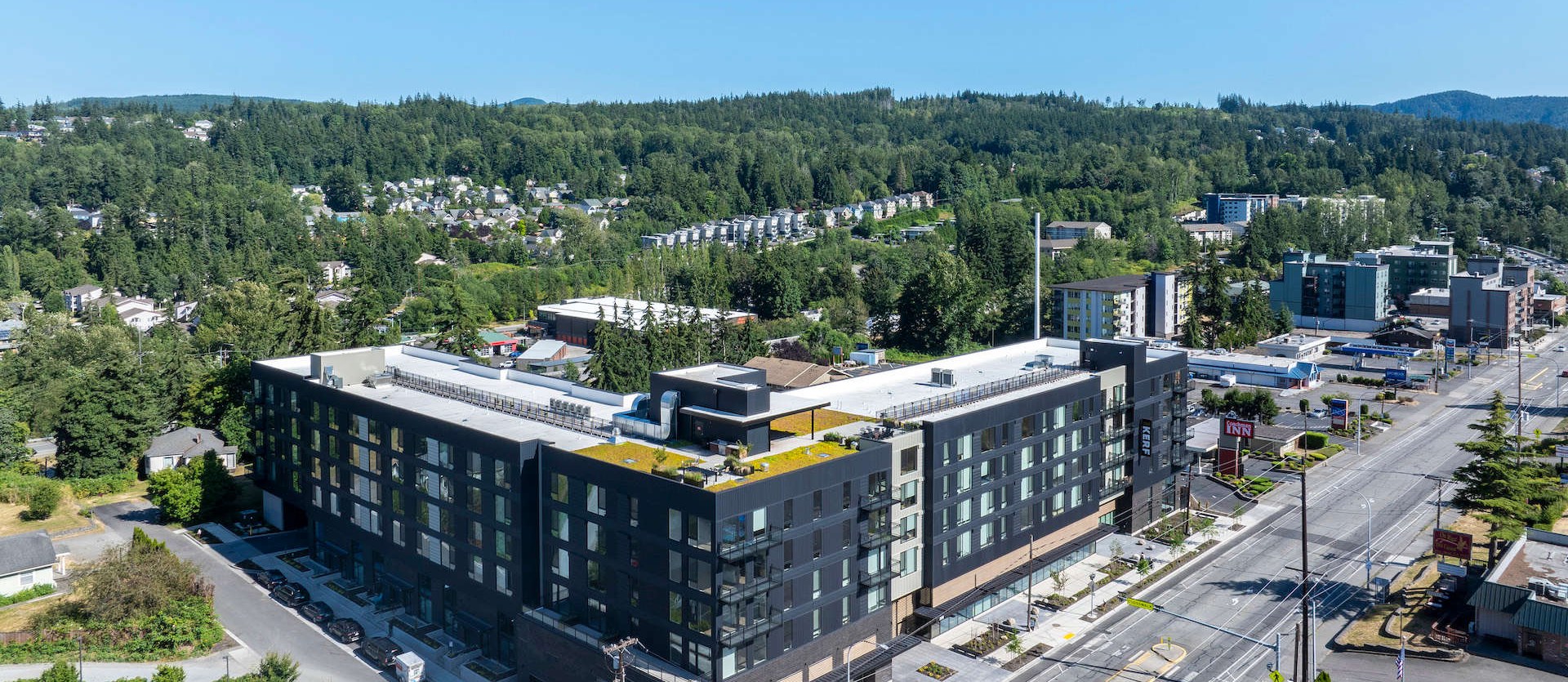 KERF Apartments mixed-use building exterior, 208 North Samish Way, Bellingham, Washington