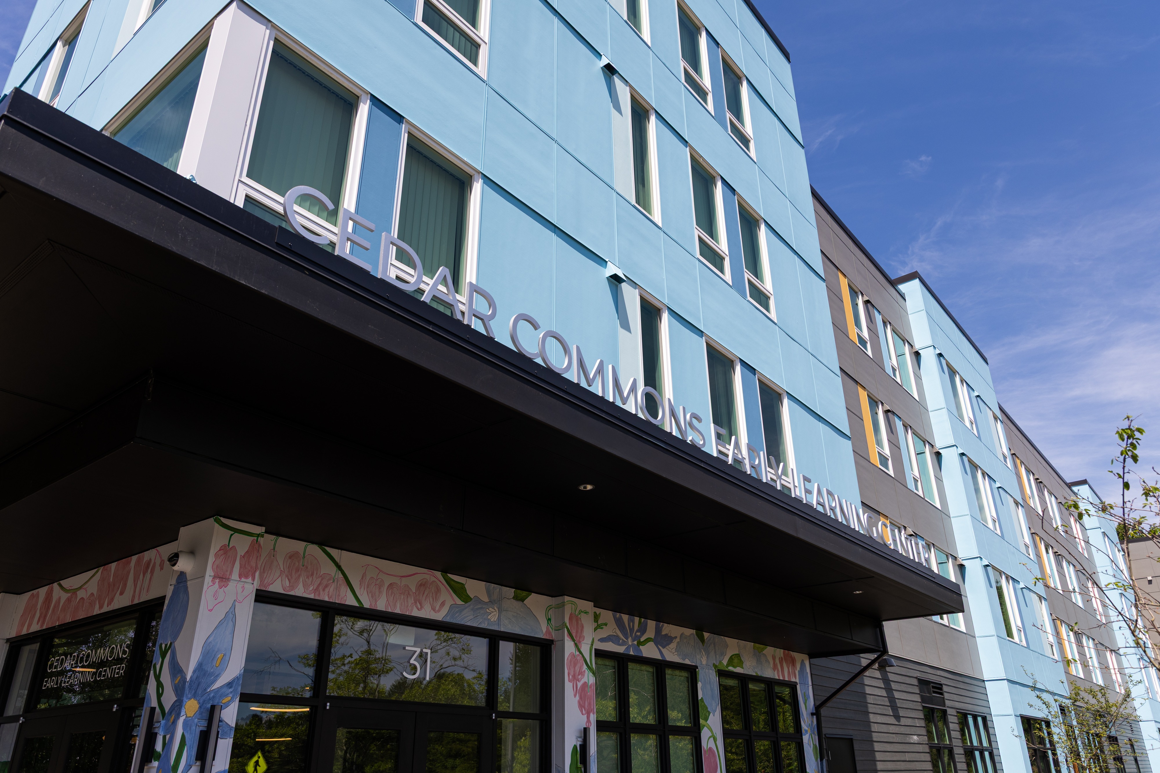 Cedar Commons Family Learning Center entrance at Bellis Fair Family Housing