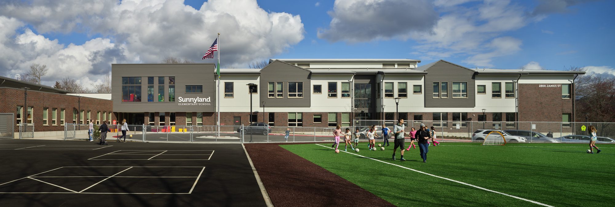Sunnyland Elementary School exterior and field - Dawson Construction