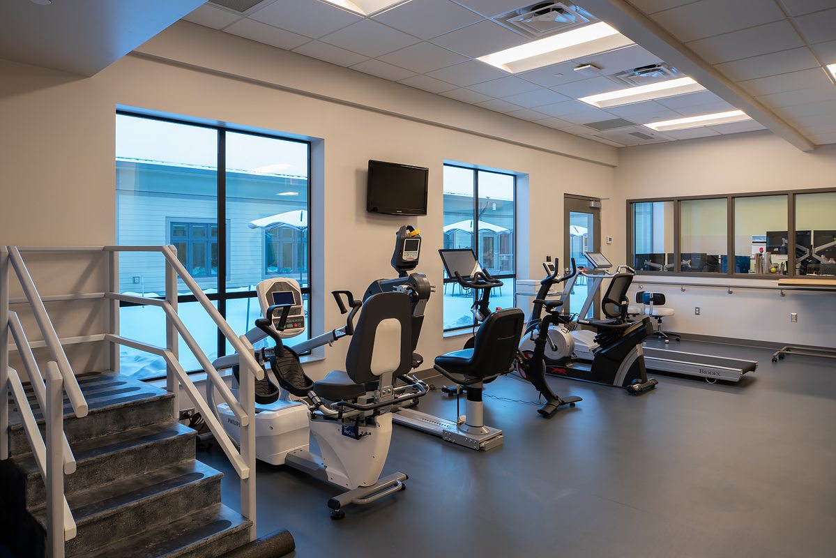 Physical therapy gym with training stairs at Wrangell Medical Center
