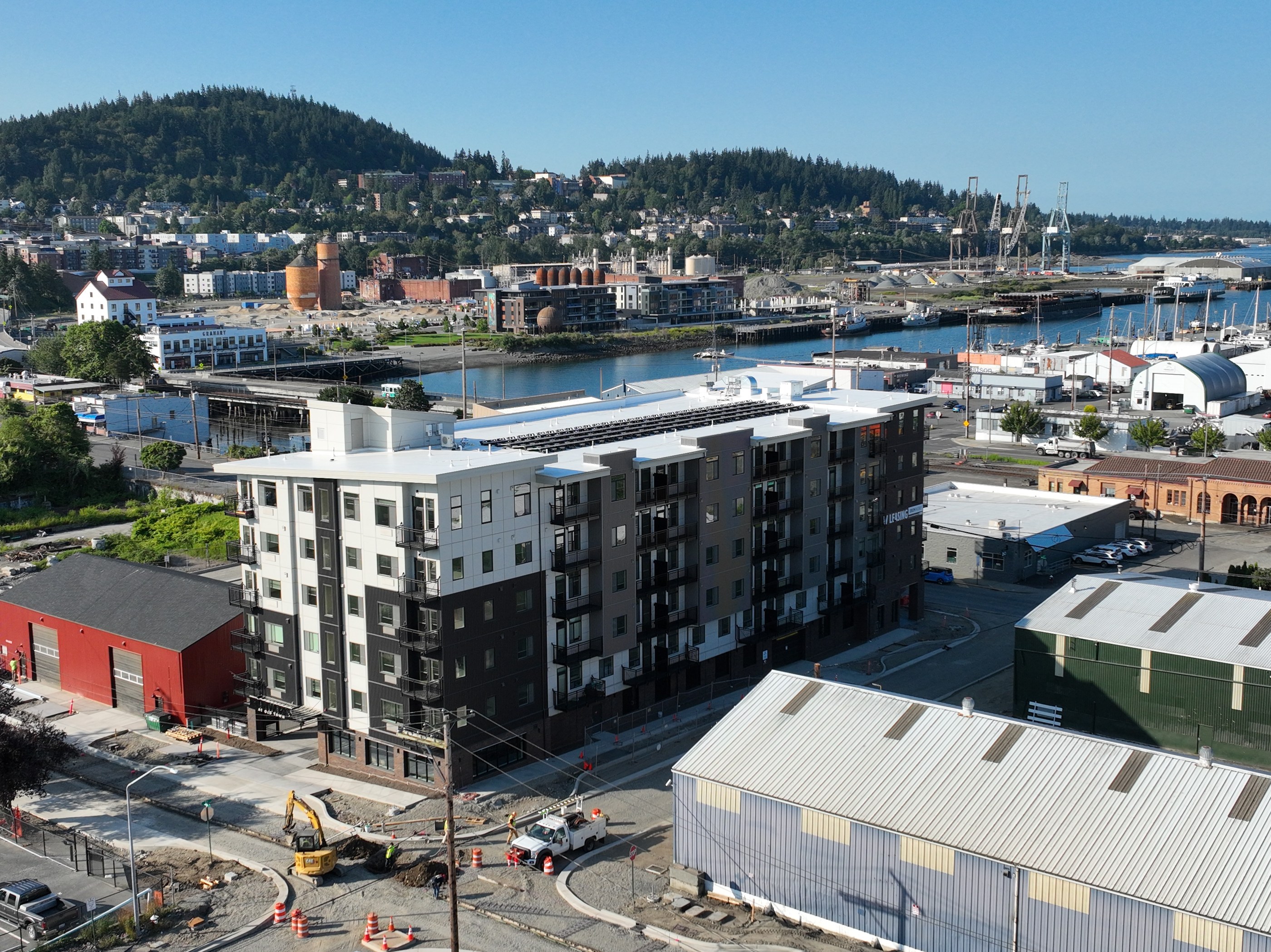 Block 6 in Old Town with the waterfront and hills beyond