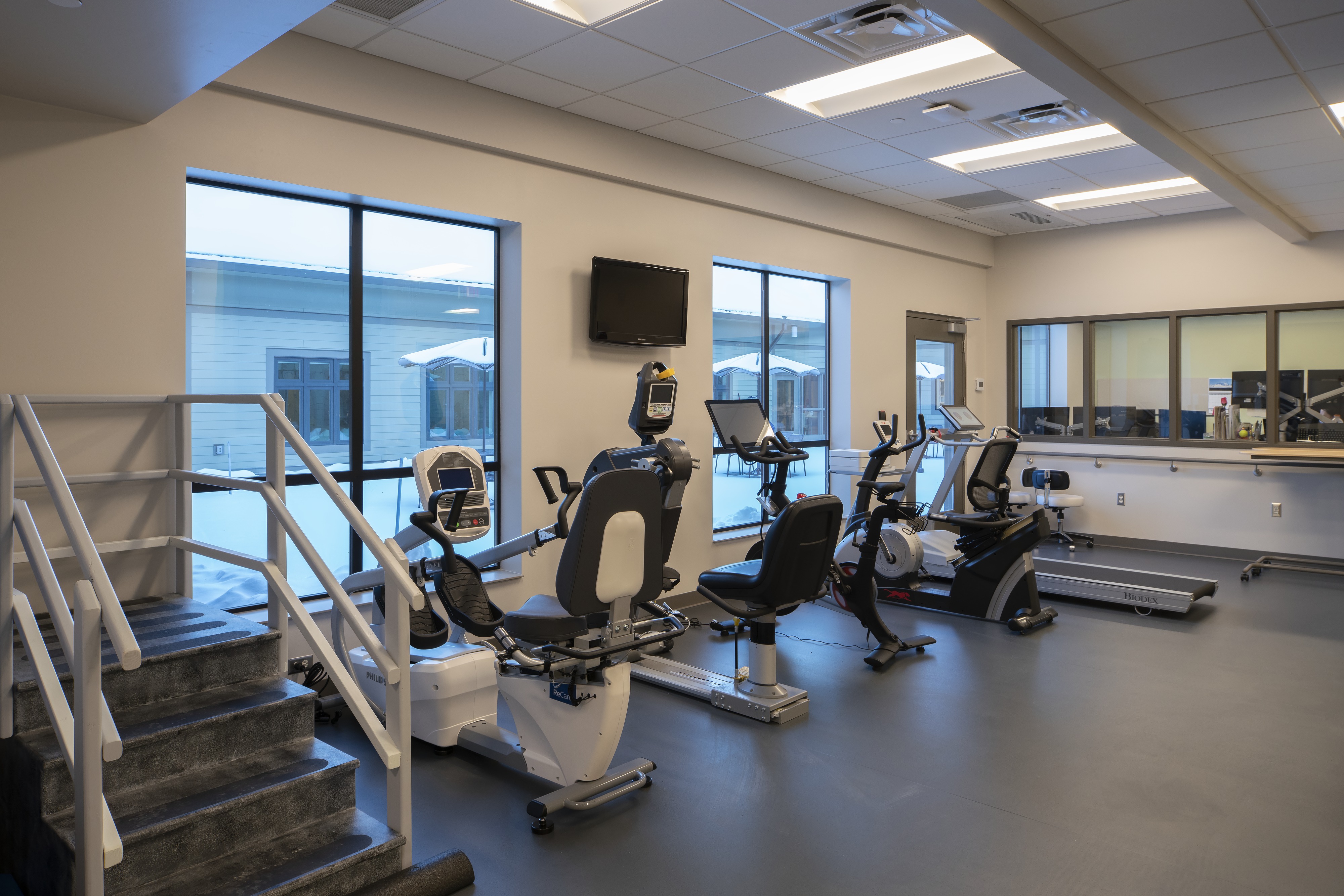 Physical therapy gym with training stairs at Wrangell Medical Center