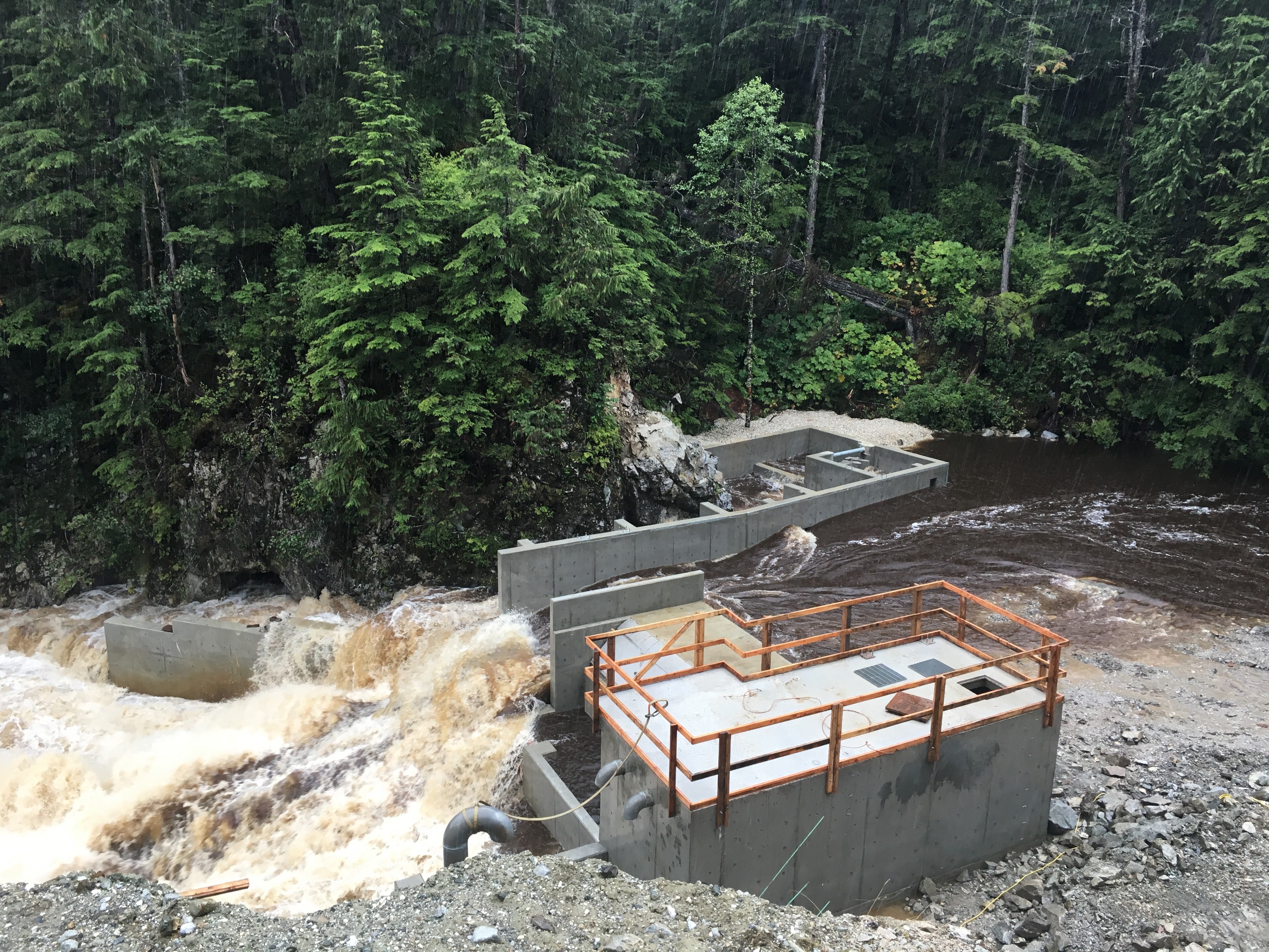 Indian River Hydroelectric Phase 3 structure on the river