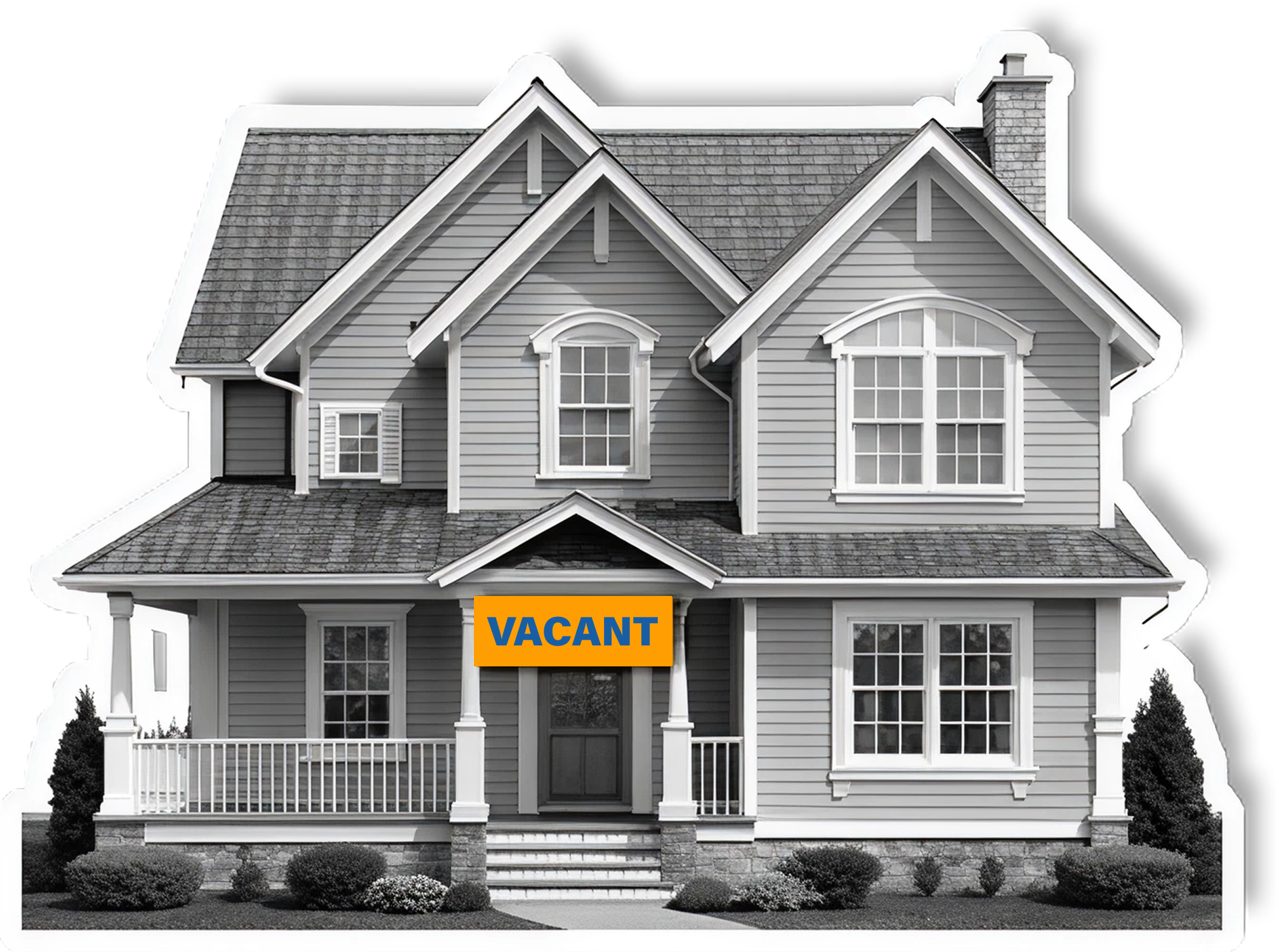 Illustration of a home with a 'Vacant' sign on it
