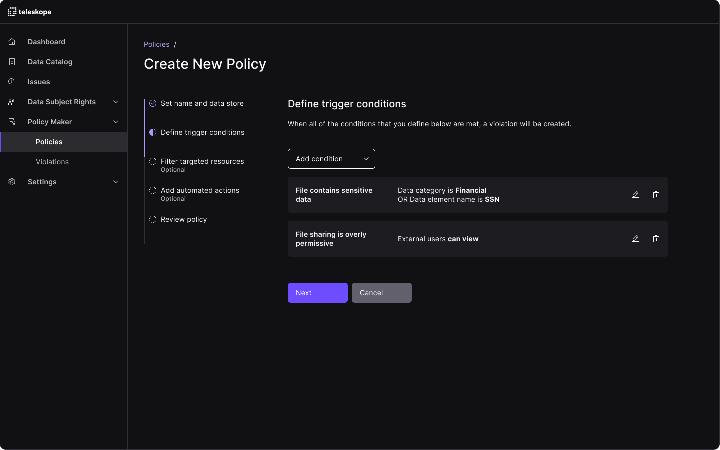 Create a policy