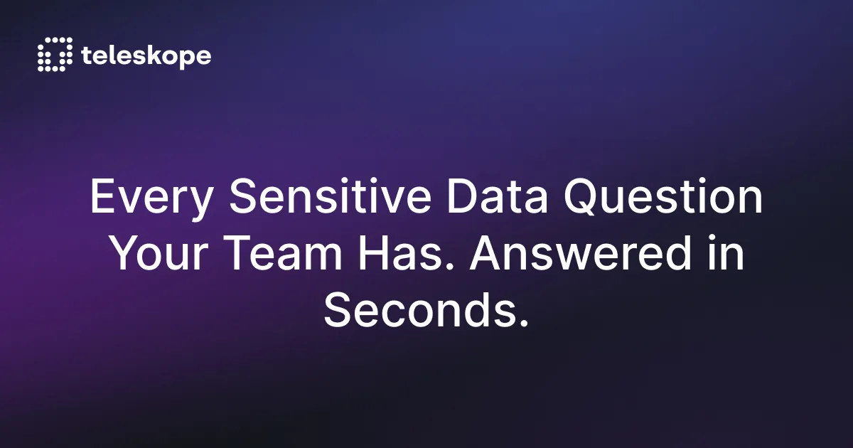 Every Sensitive Data Question Your Team Has. Answered in Seconds.