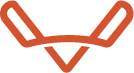 Minimalist red-orange geometric fox face icon with angular lines on white background.