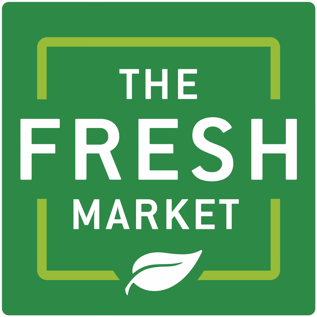 The Fresh Market logo with white text and a leaf icon inside a green square frame.