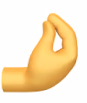 Yellow hand emoji pinching fingers together, often used to indicate a small amount or precision.