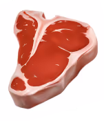 Raw steak cut with visible red meat and white fat edges.