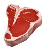 Raw steak cut with visible red meat and white fat edges.