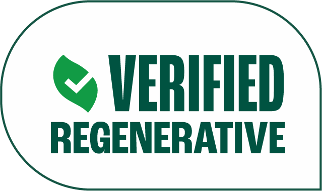 Verified Regenerative certification logo with a green leaf and check mark.