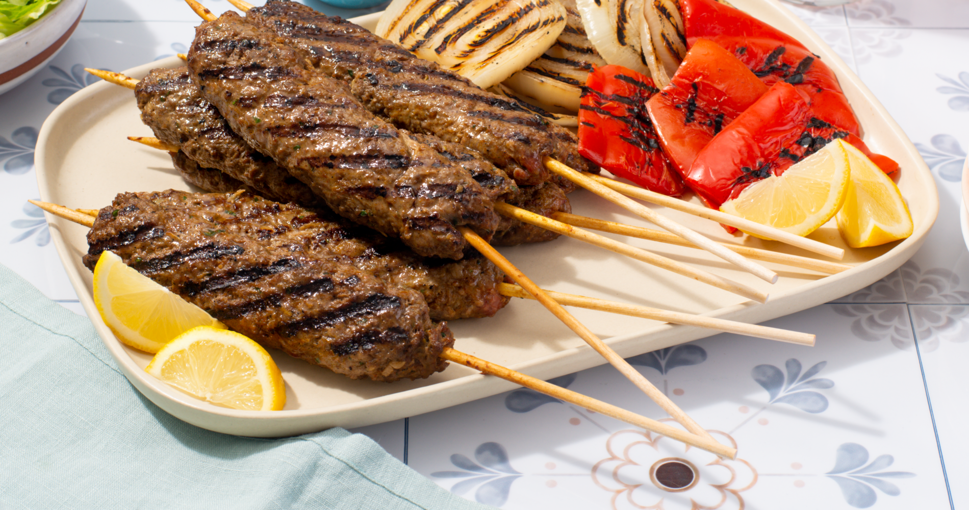 Persian-Style Ground Beef Kabobs With Tzatziki Sauce