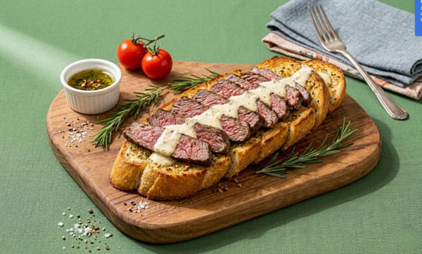 Ribeye Steak Garlic Bread with Rosemary Butter