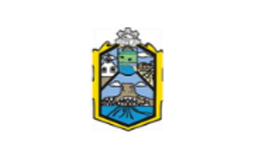 Escudo de Guatemala con un quetzal, volcán, un árbol y otras imágenes simbólicas sobre un fondo azul y borde amarillo.