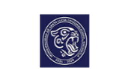Escudo circular con borde blanco y fondo azul oscuro que contiene la cabeza de un jaguar gruñendo en color blanco en el centro, rodeado por texto en español.