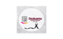 Logotipo del Gobierno de Oaxaca con un listón negro y las palabras "Gobierno del Estado de Oaxaca de Juárez 2016-2022" en un círculo blanco sobre un fondo gris.