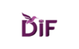 Logotipo del DIF con letras mayúsculas moradas y una figura de colibrí en vuelo sobre la D.