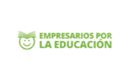 Logotipo de Empresarios por la Educación con una cara sonriente estilizada con un birrete, en tonos verdes.