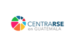 Logotipo de Centrarse en Guatemala con un círculo dividido en segmentos de colores alrededor de un triángulo blanco central.
