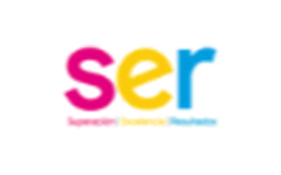 Logotipo con las letras 'ser' en colores rosa, amarillo y azul.