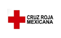 Cruz Roja Mexicana con una cruz roja a la izquierda del texto.