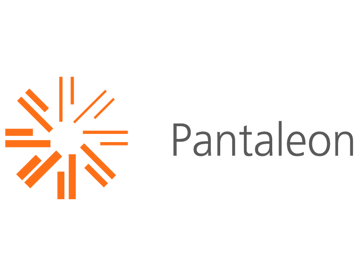 Logo de Pantaleon con un símbolo naranja abstracto a la izquierda y el nombre 'Pantaleon' en texto gris a la derecha.