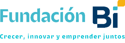 Logotipo de Fundación Bi con el lema 'Crecer, innovar y emprender juntos' debajo.